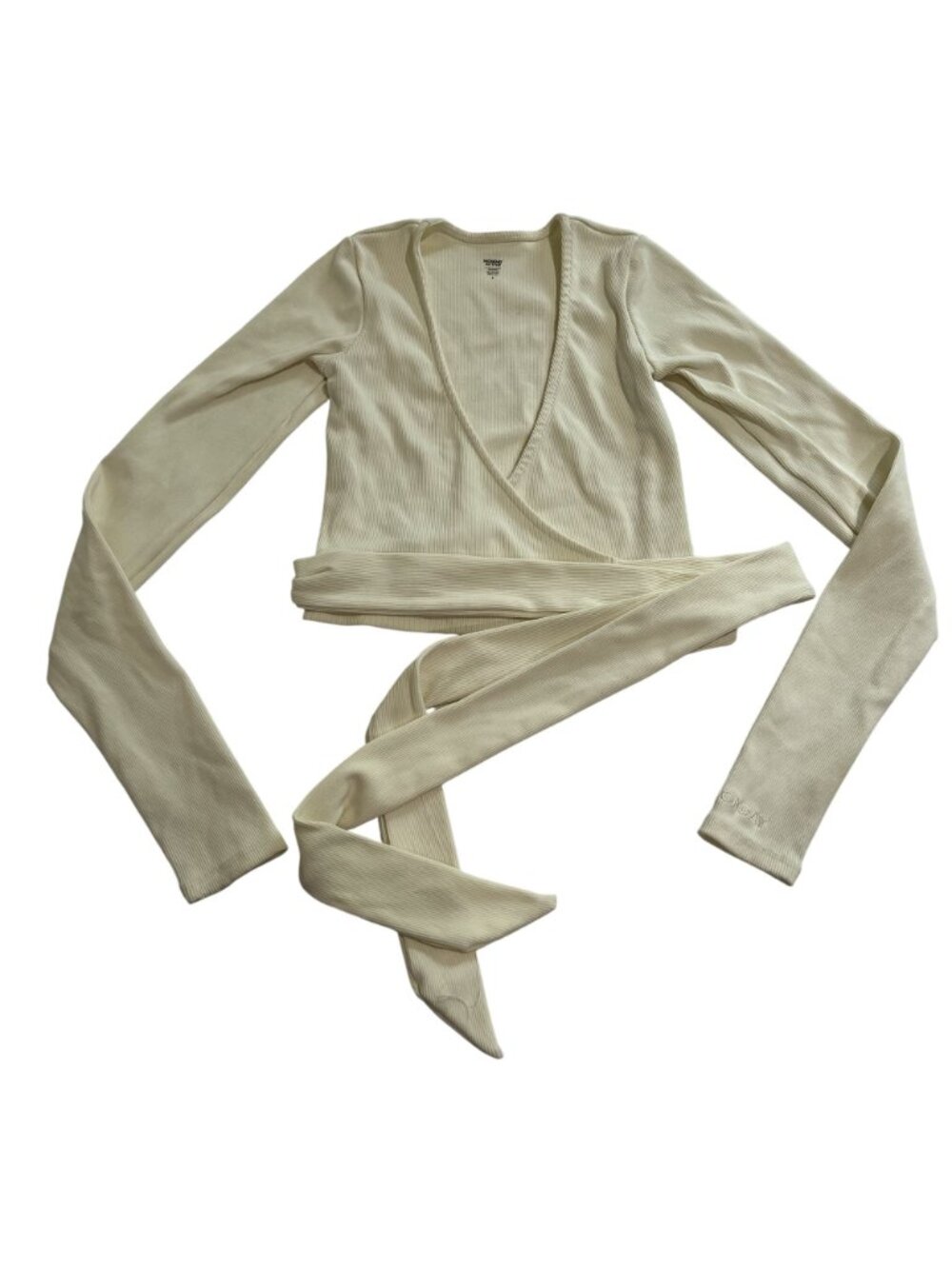 Monday Swimwear Cream Wrap Ribbed Long Sleeve Top